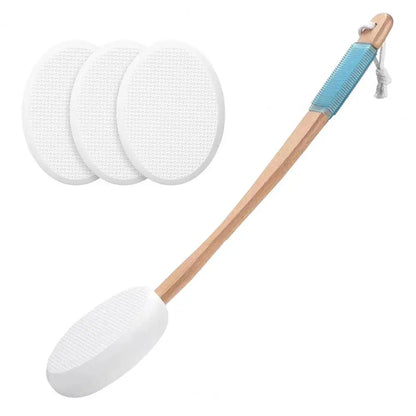 Effortless Bath Brush for Seniors – Back Lotion Applicator with Replaceable Pads