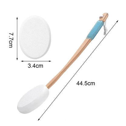 Effortless Bath Brush for Seniors – Back Lotion Applicator with Replaceable Pads
