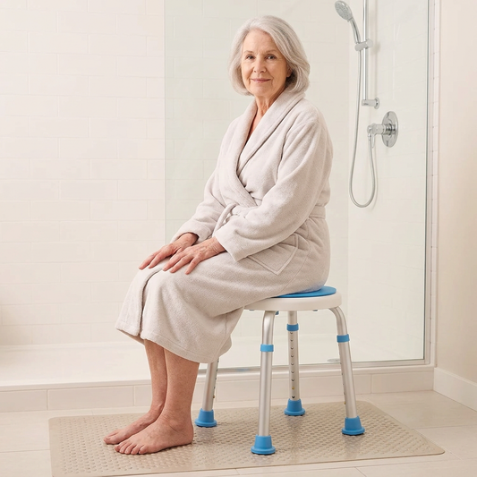 Lightweight Shower Stool for Seniors – 360° Swivel & Safety Features