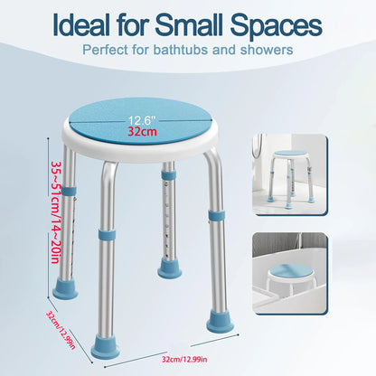 Lightweight Shower Stool for Seniors – 360° Swivel & Safety Features