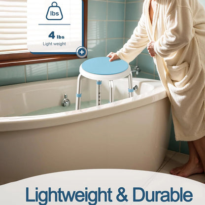 Lightweight Shower Stool for Seniors – 360° Swivel & Safety Features