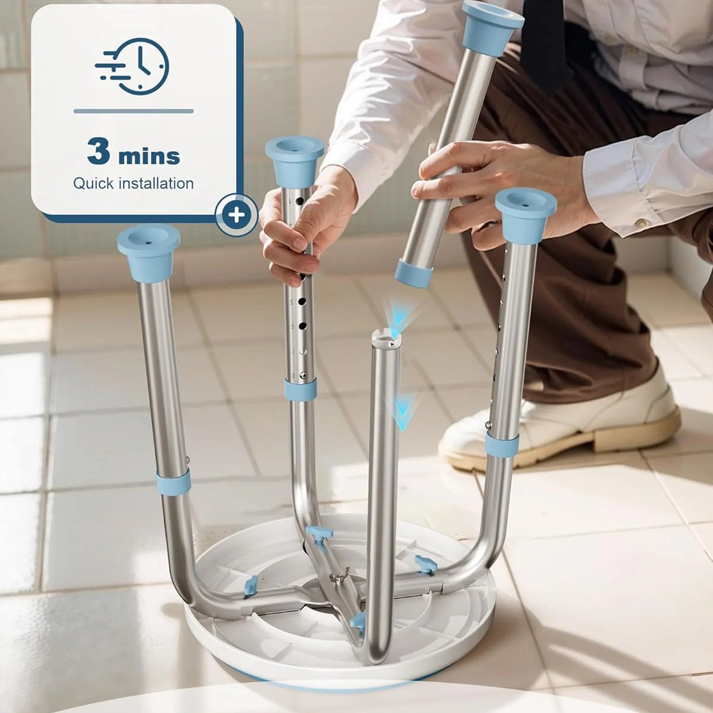 Lightweight Shower Stool for Seniors – 360° Swivel & Safety Features