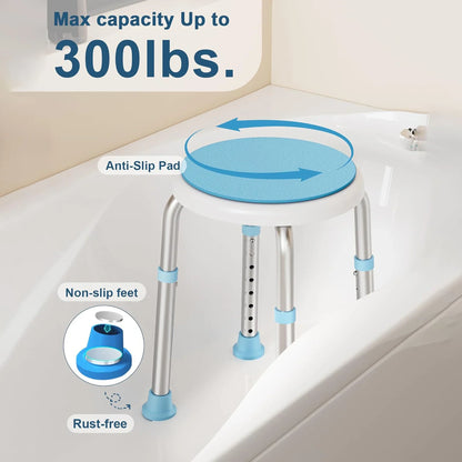 Lightweight Shower Stool for Seniors – 360° Swivel & Safety Features