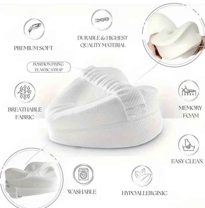Comfort Knee Pillow for Side Sleepers – Hip & Leg Support with Strap