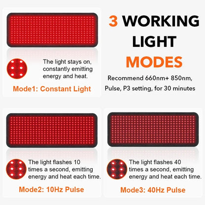 Full Body Red & Near-Infrared Light Therapy Pad with Heat | Recovery & Muscle Relief Wrap