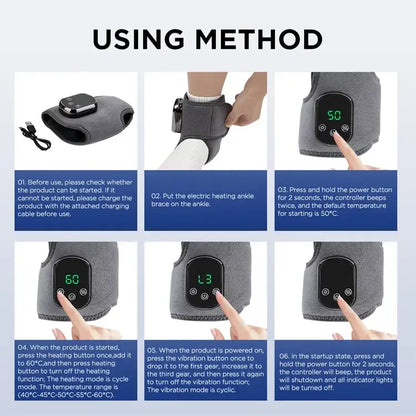 3-in-1 Electric Ankle Massager – 5-Level Heat, Vibration & Compression for Foot Relief