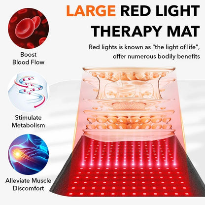 Full Body Red & Near-Infrared Light Therapy Pad with Heat | Recovery & Muscle Relief Wrap