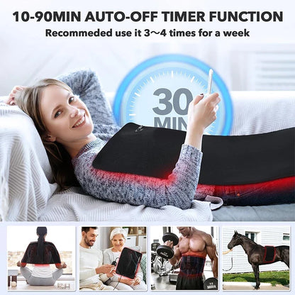 Full Body Red & Near-Infrared Light Therapy Pad with Heat | Recovery & Muscle Relief Wrap