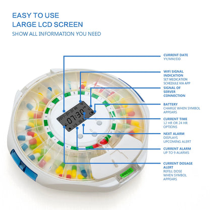 M126A Smart Pill Dispenser for Seniors – 28 Compartments & App Alerts