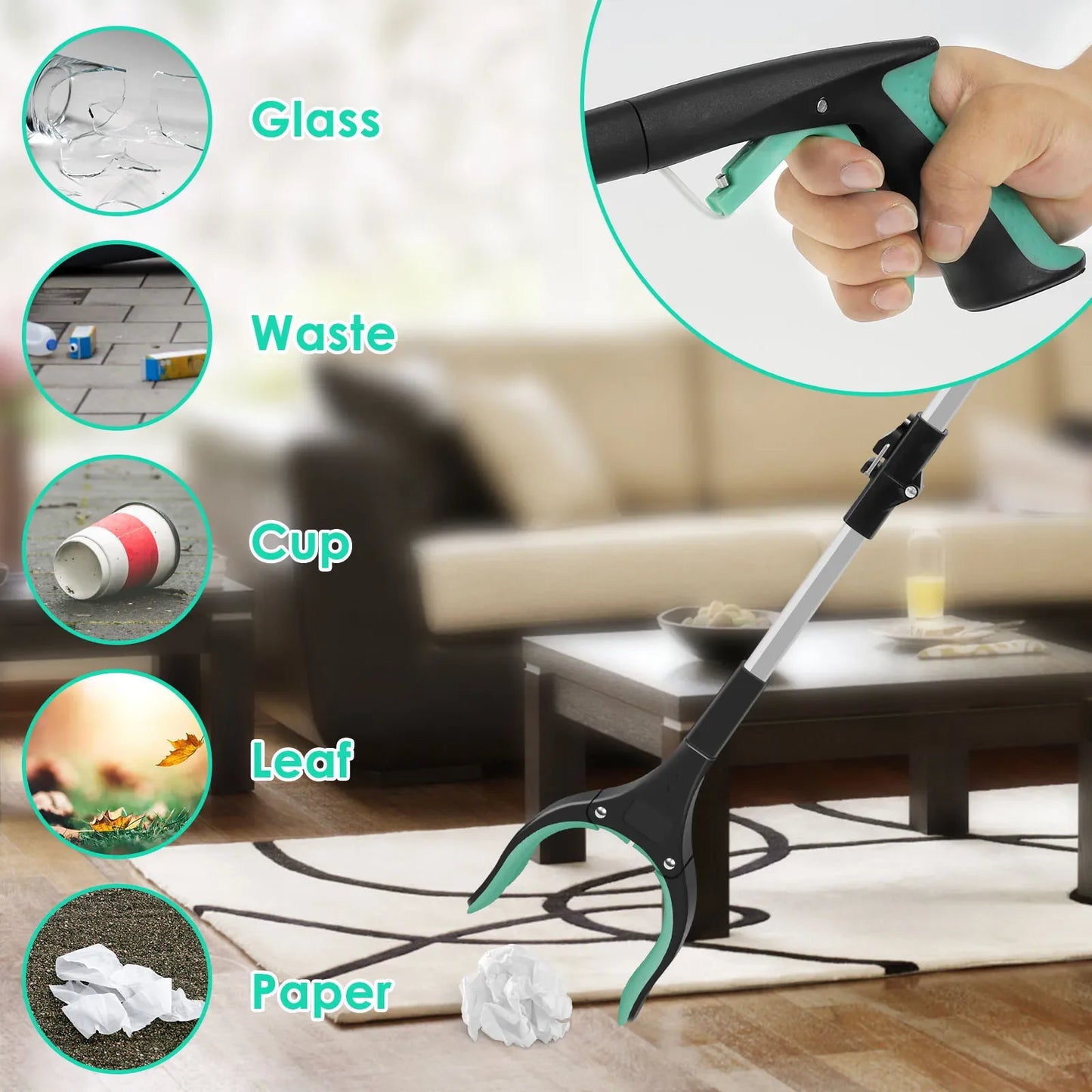 43" Upgraded Foldable Grabber Tool with Magnetic 360° Swivel Clip for Elderly & Disabled