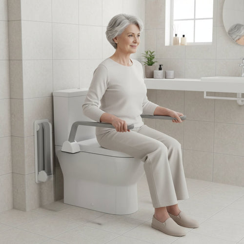 Toilet Safety Frame with Arms – Foldable Aluminum Alloy Hand Rail for Seniors, 480 lbs Capacity