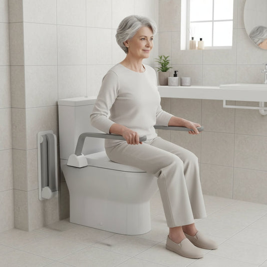 Toilet Safety Frame with Arms – Foldable Aluminum Alloy Hand Rail for Seniors, 480 lbs Capacity
