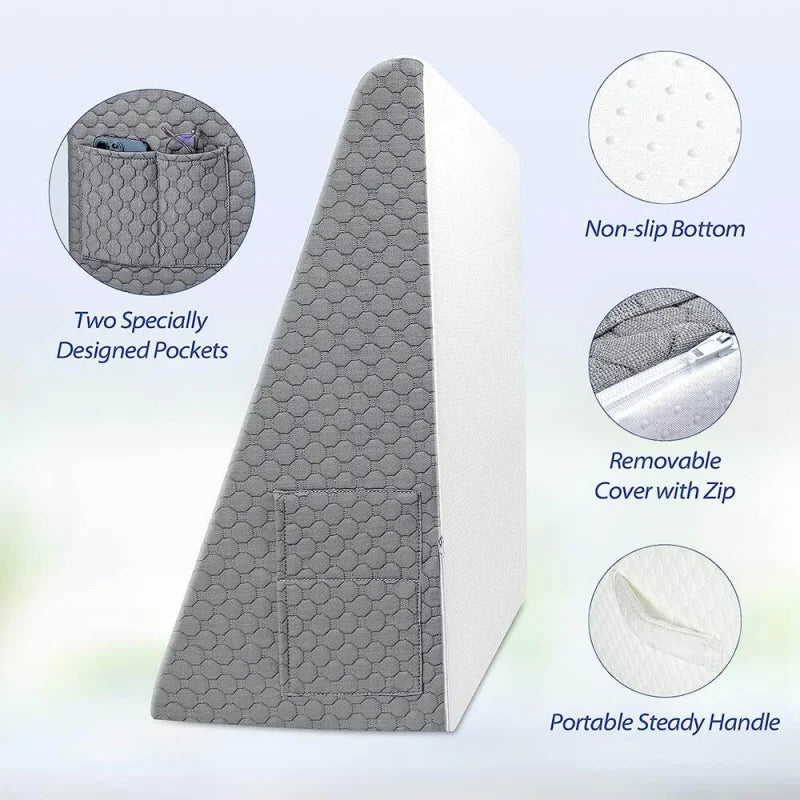 Wedge Pillow for Sleeping – Soft Memory Foam Triangle for Seniors