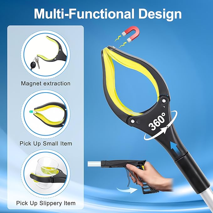 32" Foldable Reacher Grabber Tool – Heavy Duty Extended Reach Grabber with Claw Grip For Elderly
