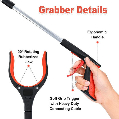 32" Foldable Reacher Grabber Tool – Heavy Duty Extended Reach Grabber with Claw Grip For Elderly
